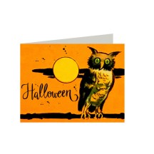 Petite Owl and Moon Halloween Card ~ England